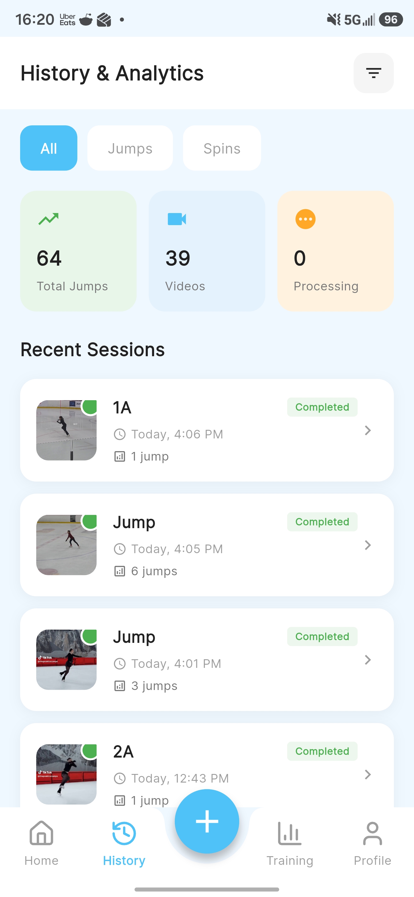 SKATR history and analytics screen