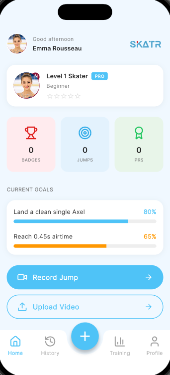 SKATR home screen